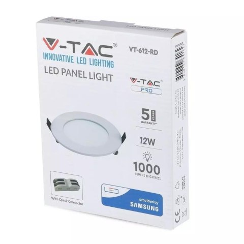 Panel Premium V-TAC 12W LED SAMSUNG CHIP Okrągły 170x12mm VT-612RD 3000K 1000lm 5 Lat Gwarancji