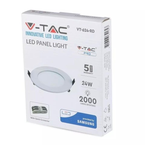 Panel Premium V-TAC 24W LED SAMSUNG CHIP Okrągły 300x12mm VT-624RD 3000K 2000lm 5 Lat Gwarancji