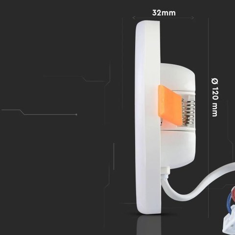 Panel V-TAC 12W LED Regulowany SAMSUNG CHIP Okrągły 120x32mm VT-610RD 3000K 750lm 5 Lat Gwarancji