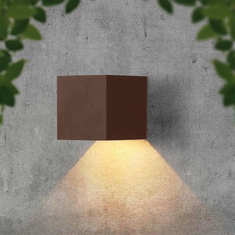 Oprawa Ścienna Solarna V-TAC 9W LED COB Regulowana Brąz Corten Kostka 15x15cm IP65 VT-11109 3000K 860lm