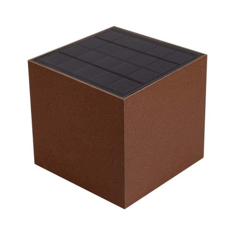 Oprawa Ścienna Solarna V-TAC 9W LED COB Regulowana Brąz Corten Kostka 15x15cm IP65 VT-11109 3000K 860lm