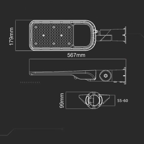 Oprawa Uliczna LED V-TAC SAMSUNG CHIP z regulacją i czujnikiem światła 100W 120Lm/W VT-139ST-S 4000K 11480lm 5 Lat Gwarancji