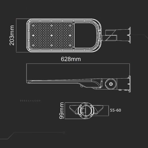 Oprawa Uliczna LED V-TAC SAMSUNG CHIP z regulacją i czujnikiem światła 150W 120Lm/W VT-169ST-S 4000K 17220lm 5 Lat Gwarancji