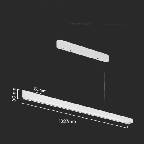 Oprawa V-TAC LED Linear SAMSUNG CHIP LIFUD Driver 36W 100st CCT Zwieszana 120cm Biała VT-7-35 3000K-4000K-6400K 2880lm 5 Lat Gwa