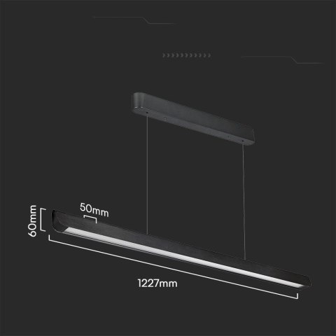 Oprawa V-TAC LED Linear SAMSUNG CHIP LIFUD Driver 36W 100st CCT Zwieszana 120cm Czarna VT-7-35 3000K-4000K-6400K 2880lm 5 Lat Gw