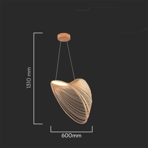 Oprawa Zwieszana V-TAC LED 10W DREWNO fi. 60cm VT-7979 3000K 1300lm