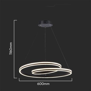 Oprawa Zwieszana V-TAC LED 40W Czarna 60x116cm VT-7984 2700-6500K 4800lm