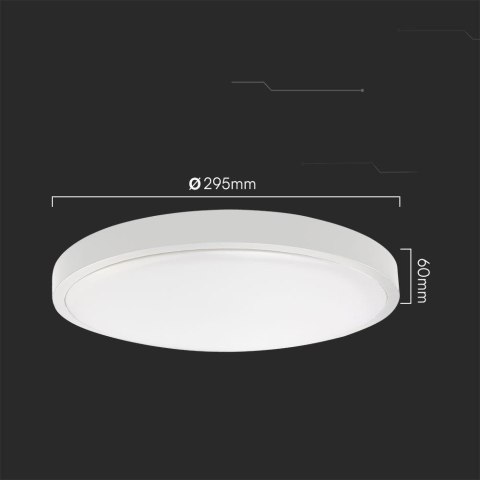 Plafon V-TAC 18W LED SAMSUNG CHIP Okrągły 29cm Natynkowy Pilot Czujnik Ruchu IP44 Biały VT-8618S 3000K 1830lm 5 Lat Gwarancji