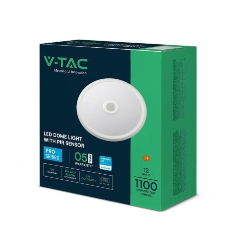 Plafon LED V-TAC SAMSUNG CHIP 12W 29cm Czujnik Ruchu CCT Okrągły Biały VT-13CCT 3000K-4000K-6000K 900lm 5 Lat Gwarancji