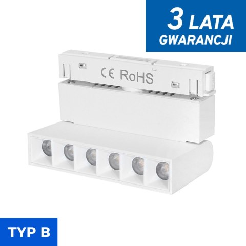 Lampa z diodami do szyn magnetycznych biała łamana 6W 3000K DDCX-GDZD6 - TYP B
