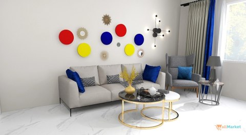 Panel akustyczny ścienny 3d WallMarket, Dekoracja ścienna 3d, Koło ciemnoniebieski 32 x 32 x 4,5 cm