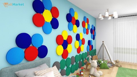 Panel akustyczny ścienny 3d WallMarket, Dekoracja ścienna 3d, Koło ciemnoniebieski 32 x 32 x 4,5 cm