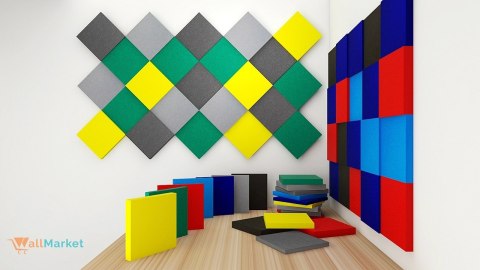 Panele wygłuszające ścienne 3d WallMarket, Panele akustyczne 3d, Kwadrat jasnoniebieski 32 x 32 x 2,5 cm