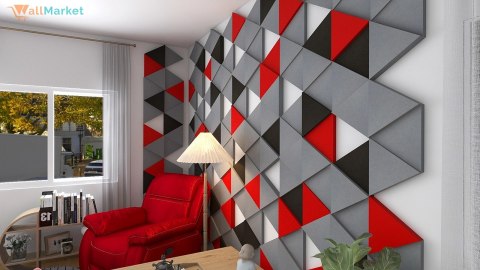 Akustyczne panele ścienne 3d WallMarket, Panel piankowy 3d, Trójkąt czarny 32 x 27,7 x 4,5 cm