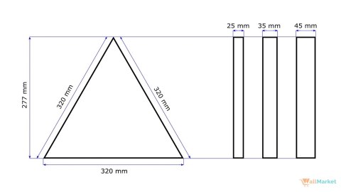 Akustyczne panele ścienne 3d WallMarket, Panel piankowy 3d, Trójkąt czarny 32 x 27,7 x 4,5 cm