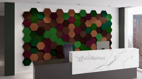 Akustyczne panele ścienne 3d WallMarket - zestaw 16 sztuk paneli dekoracyjnych Heksagon jasnoniebieski, ciemnoniebieski, czarny