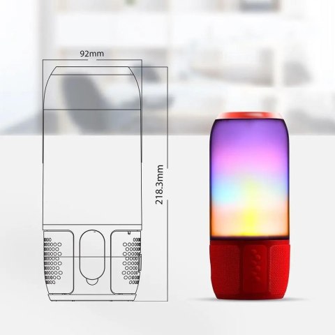 Bezprzewodowy inteligentny głośnik LED V-TAC z technologią Bluetooth 2x3W USB Micro SD Czerwony VT-7456