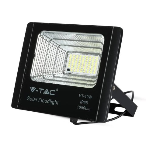 Projektor LED Solarny V-TAC 16W Czarny IP65, Pilot, Timer VT-40W 6000K 1050lm