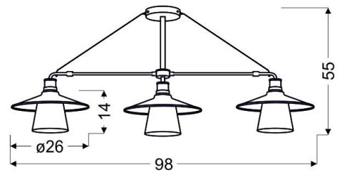LOFT LAMPA WISZĄCA 3X60W E27 CZARNY LOFT LAMPA WISZĄCA 3X60W E27 CZARNY