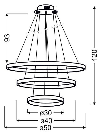 LUNE LAMPA WISZĄCA 50 OKRĄGŁY POTRÓJNY 60W LED 4000K CHROM LUNE LAMPA WISZĄCA 50 OKRĄGŁY POTRÓJNY 60W LED 4000K CHROM