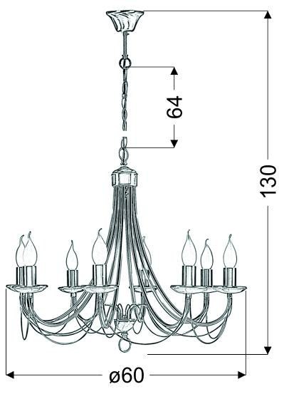 MUZA LAMPA WISZĄCA 8X40W E14 PATYNA