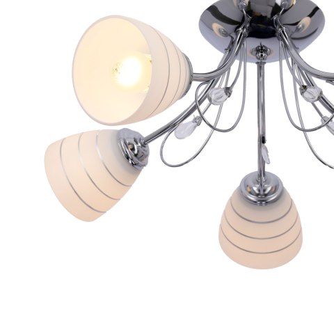 SIMPLI LAMPA WISZĄCA 5*40W E27 CHROM Z KRYSZTAŁKIEM+KLOSZ Z PASKIEM