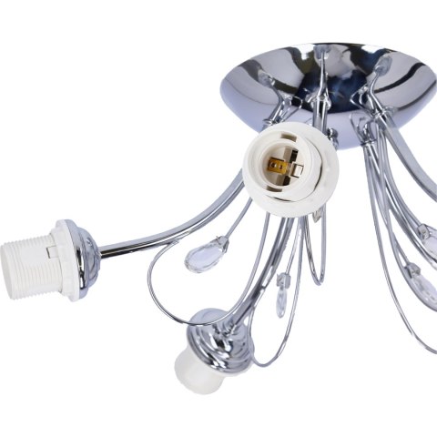 SIMPLI LAMPA WISZĄCA 5*40W E27 CHROM Z KRYSZTAŁKIEM+KLOSZ Z PASKIEM