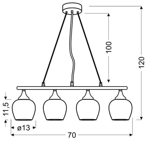 SIRIUS LAMPA WISZĄCA 4X60W E27 CHROM 3D SIRIUS LAMPA WISZĄCA 4X60W E27 CHROM 3D