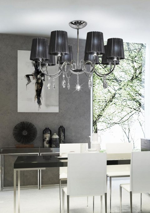 SORENTO LAMPA WISZĄCA 8X40W E14 CHROM ABAŻUR CZARNY SORENTO LAMPA WISZĄCA 8X40W E14 CHROM ABAŻUR CZARNY