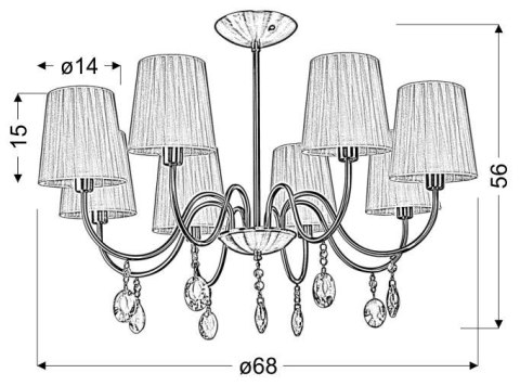 SORENTO LAMPA WISZĄCA 8X40W E14 CHROM ABAŻUR CZARNY SORENTO LAMPA WISZĄCA 8X40W E14 CHROM ABAŻUR CZARNY