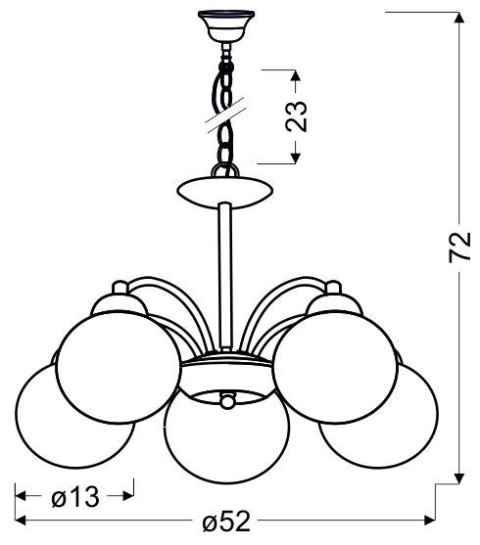 TOBAGO LAMPA WISZĄCA 5X60W E27 SATYNA TOBAGO LAMPA WISZĄCA 5X60W E27 SATYNA