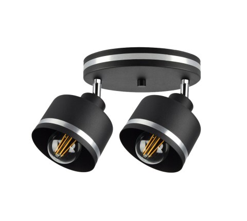 WAMA LAMPA SUFITOWA CZARNY 2X40W E27 KLOSZ CZARNY+SREBRNY WAMA LAMPA SUFITOWA CZARNY 2X40W E27 KLOSZ CZARNY+SREBRNY