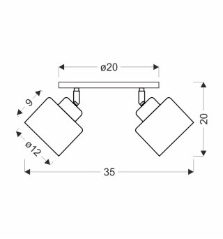 WAMA LAMPA SUFITOWA CZARNY 2X40W E27 KLOSZ CZARNY+SREBRNY