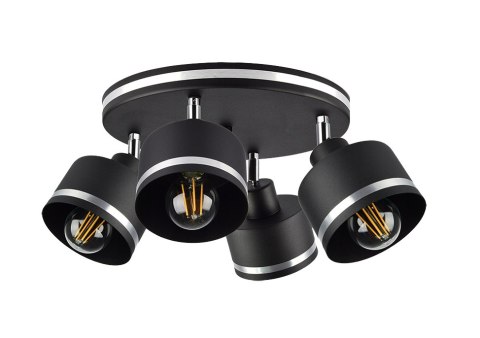 Wama lampa sufitowa czarny 4x40w e27 klosz czarny+srebrny Wama lampa sufitowa czarny 4x40w e27 klosz czarny+srebrny