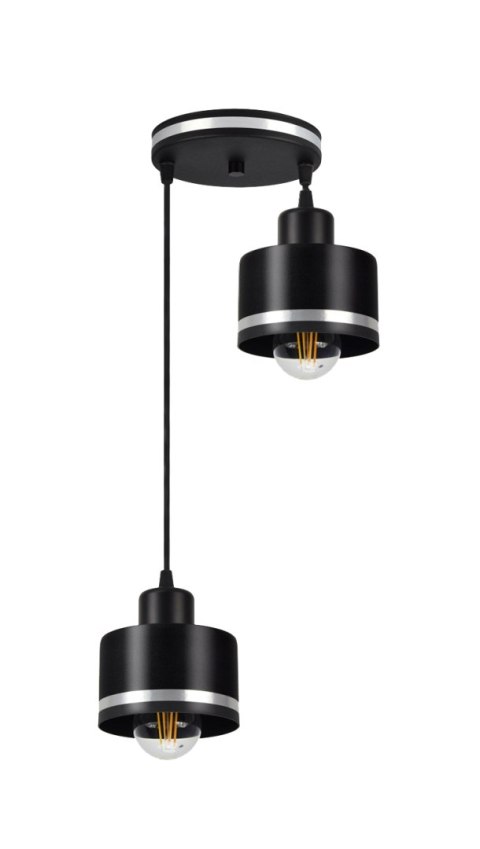 Wama lampa wisząca czarny 2x40w e27 klosz czarny+srebrny Wama lampa wisząca czarny 2x40w e27 klosz czarny+srebrny