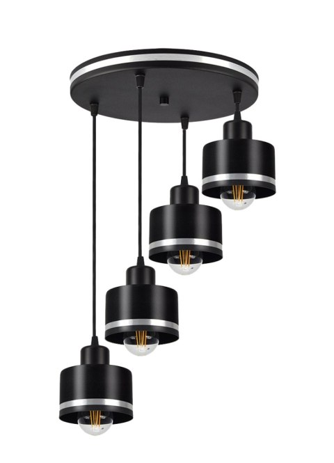 Wama lampa wisząca czarny 4x40w e27 klosz czarny+srebrny Wama lampa wisząca czarny 4x40w e27 klosz czarny+srebrny