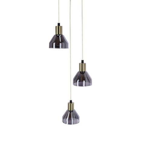 LAMPA WISZĄCA GREGORY TALERZ CZARNY BRĄZ 3X40W E14 KLOSZ DYMIONY