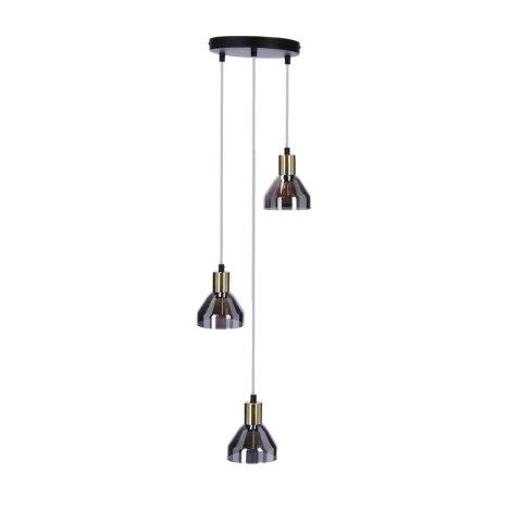 LAMPA WISZĄCA GREGORY TALERZ CZARNY BRĄZ 3X40W E14 KLOSZ DYMIONY