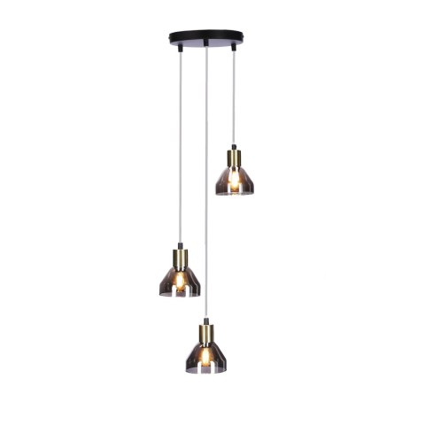 LAMPA WISZĄCA GREGORY TALERZ CZARNY BRĄZ 3X40W E14 KLOSZ DYMIONY
