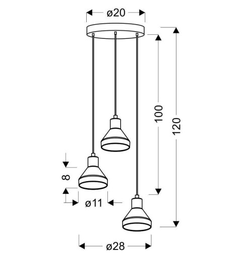 LAMPA WISZĄCA GREGORY TALERZ CZARNY BRĄZ 3X40W E14 KLOSZ DYMIONY