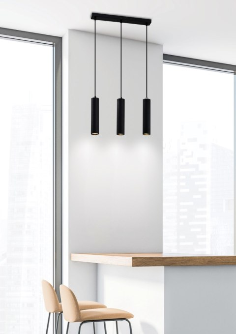 Tubo lampa wisząca czarny 3x25w gu10 klosz 25cm czarny Tubo lampa wisząca czarny 3x25w gu10 klosz 25cm czarny