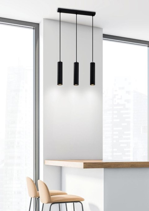 Tubo lampa wisząca czarny 3x25w gu10 klosz 25cm czarny Tubo lampa wisząca czarny 3x25w gu10 klosz 25cm czarny