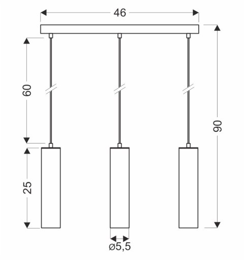 Tubo lampa wisząca czarny 3x25w gu10 klosz 25cm czarny Tubo lampa wisząca czarny 3x25w gu10 klosz 25cm czarny