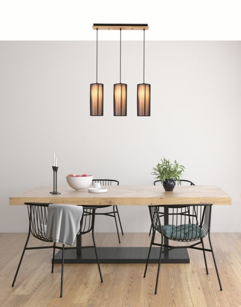 LAMPA WISZĄCA KIOTO 3 CZARNY 120x12x60 LAMPA WISZĄCA KIOTO 3 CZARNY 120x12x60