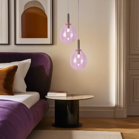LAMPA WISZĄCA LUKKA 1 CHROMOWY RÓŻOWY