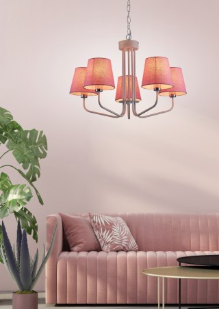 LAMPA WISZĄCA YORK 5 BIAŁY RÓŻOWY