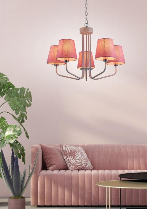 LAMPA WISZĄCA YORK 5 BIAŁY RÓŻOWY LAMPA WISZĄCA YORK 5 BIAŁY RÓŻOWY