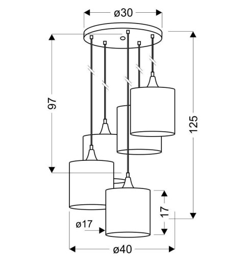 LONG LAMPA WISZĄCA TALERZ 5X40W E14 CZARNY LONG LAMPA WISZĄCA TALERZ 5X40W E14 CZARNY