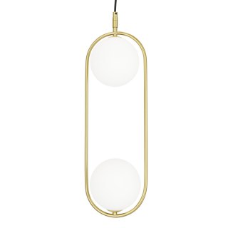 Lampa wisząca CORDEL elegancka - złoty mosiądz z białymi kloszami kulkami - nowoczesne oświetlenie salonu 2x G9 LED