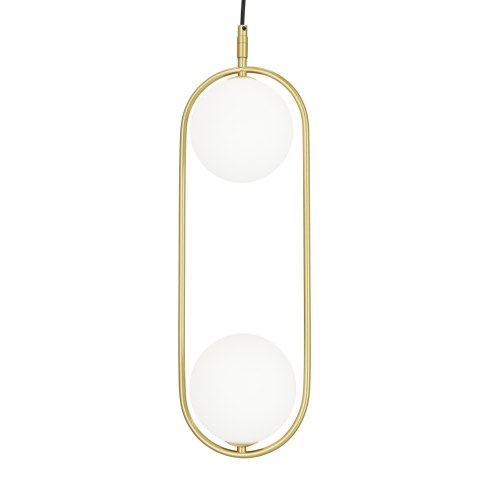 Lampa wisząca CORDEL elegancka - złoty mosiądz z białymi kloszami kulkami - nowoczesne oświetlenie salonu 2x G9 LED